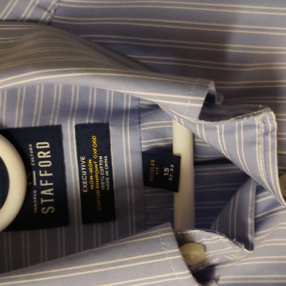 Stafford Men's baby blue Regular fit 15 dress shirt - Picture 2 of 3